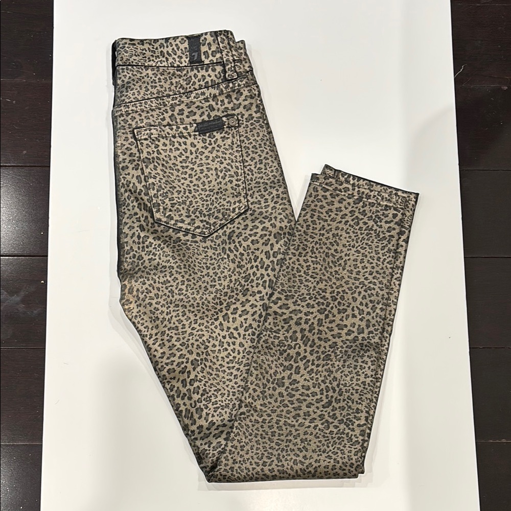 💫New💫7 For All Mankind Women’s Coated Metallic Leopard Super Skinny Jeans Sz25